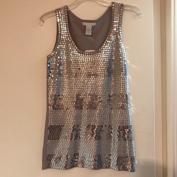 🩶 Design History - Silver & Gray Striped Sequined Tank 🩶 - Picture 2 of 5
